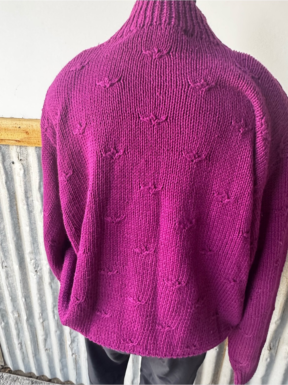 Vintage Mock Neck Sweater - Deep Plum - Picture 3 of 11